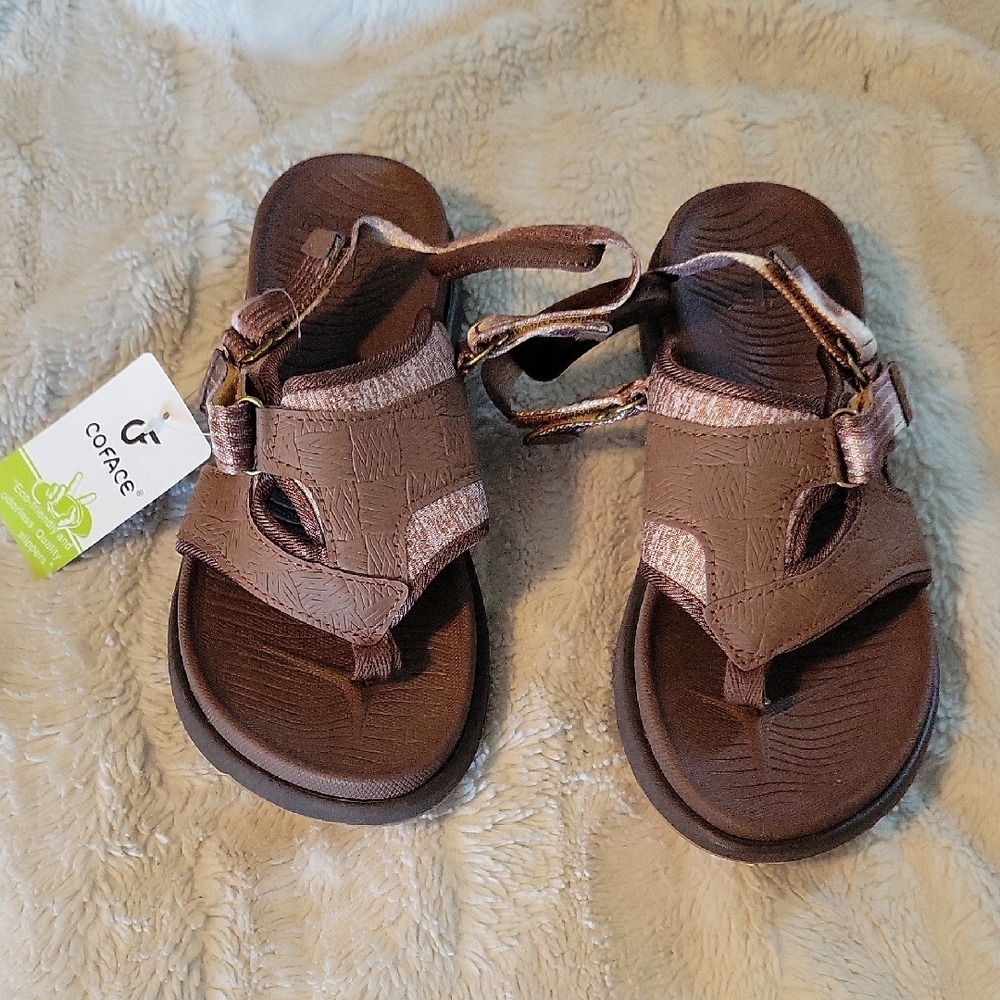 Brown Thong-Style Sandals with Cushioned Footbed